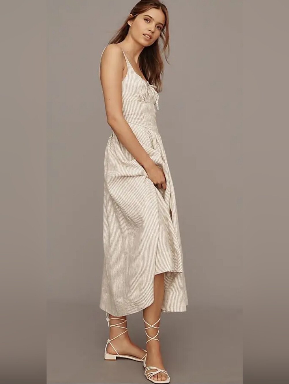 Workshop Republic Clothing Cream and Beige Striped Maxi Dress - Picture 3 of 11